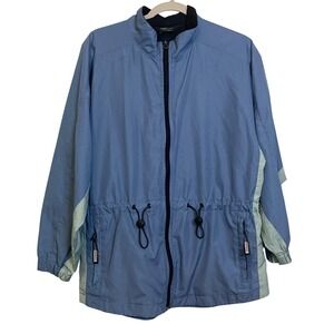 IllumiNITE Reflective Running Jacket Blue Grid Windbreaker Mens Medium Lined